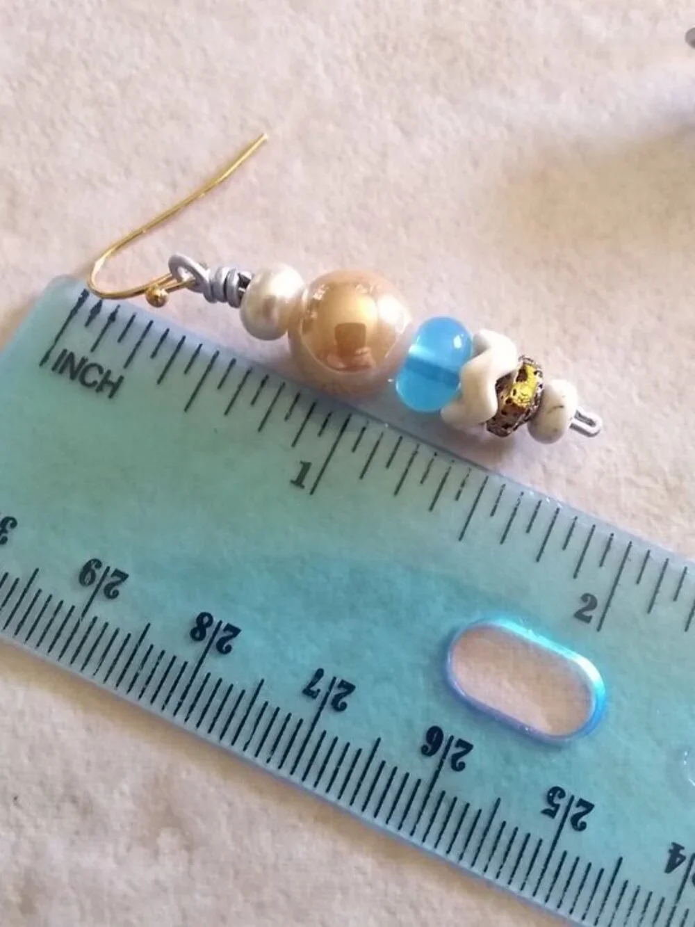 Handmade! Trendy Versatile and Chic - Bead Stack Dangle Earrings - Blue & Cream